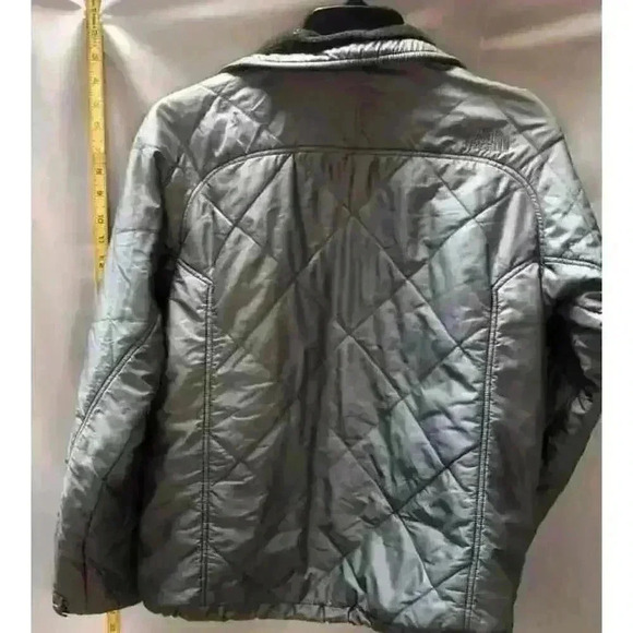 The North Face Women's Gray Quilted Jacket Size Large Mid-Length Grunge Casual - Picture 2 of 6